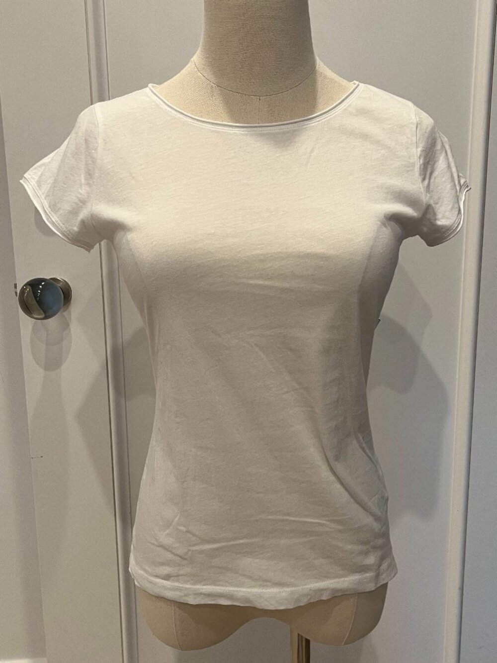 Agnès b. White Cotton Fitted T-Shirt Size 2